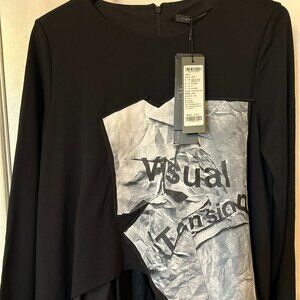 S. Deer Visual Tansion Irregular Cut Shirt